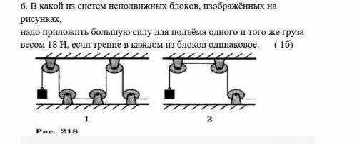 сор В какой из систем неподвижных блоков, изображённых на рисунках,надо приложить большую силу для п