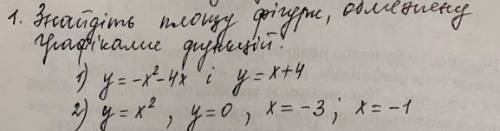 Знайдіть плошу фігури,обмежену графіками функцій