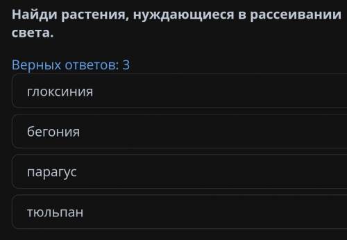 Весенние работы в цветоводстве. Урок 1 Найди растения, нуждающиеся в рассеивании света.​Верных ответ