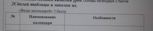 Делай таблицы напомни их виды календаря наименование календаря особенности ​