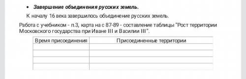 ЗАПОЛНИТЕ ТАБЛИЦУ: Рост территорри московского государства при ИванеIII и ВасилииIII