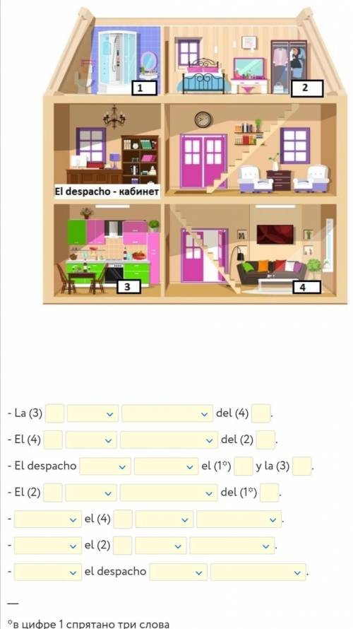 Заполните пропуски в описании комнат этого дома