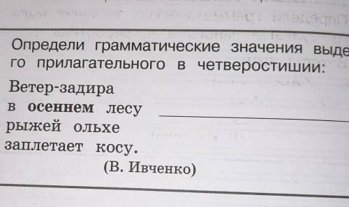 Определи грамматическое значение выделенного прилагательное в четверостишии ветер задира в осеннем л