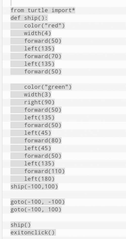 Какие нужны коды для рисования обыкновеного кораблика в питоне​