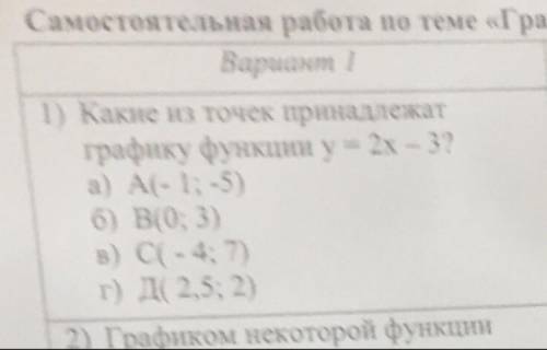 Какие из точек принадлежат графику функции у=2х-3