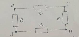 Знайдіть опір кола між точками А і В якщо R1-5 ом R2-10ом R3-6 ом R4-4 ом​