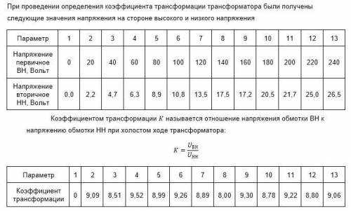 Чем можно объяснить различие значений коэффициента трансформации при различных напряжениях на трансф