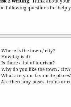 Task 2 Writing. Think about your town or city and write some information about it.The following ques