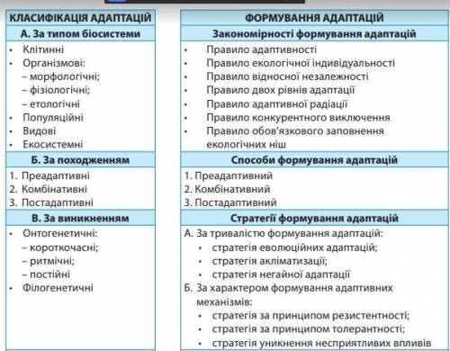 привести приклади до узагальнення теми Адаптації.