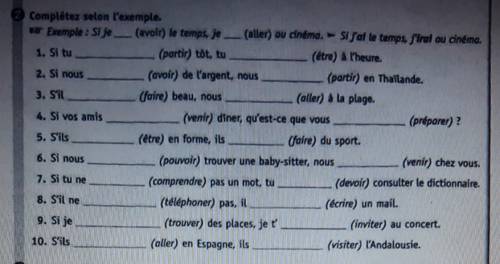 Complétez selon l'exemple si tu (partir) le temps​