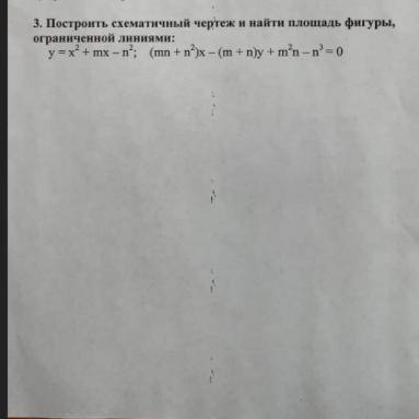 Найдите площадь фигуры ограниченной линиями, задание на фото m=3 n=5 y=x^2+3x-25; 40x-8y+45-125=0