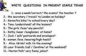 Write questions in present simle tense ​