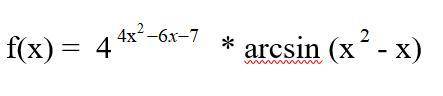 Продифференцировать функцию f(x) = 4^(4x^2-6x-7) * arcsin (x^2 - x)