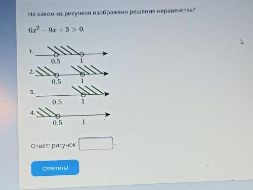 На каком из рисунков изображено решение неравенства?6x²-9x+3>0​