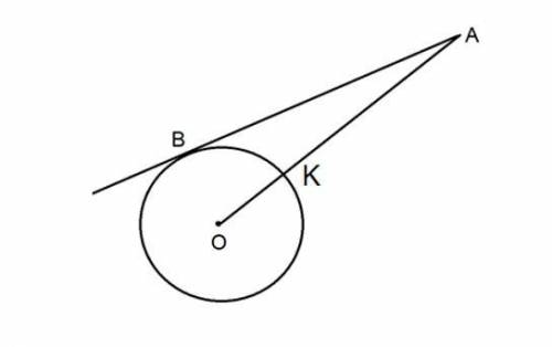 5. Прямая АВ касается окружности в точке В. Если длина отрезка AK равна 15 см, а угол BAO образует 3