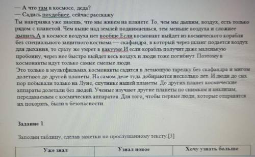 Заполни таблицу, сделав заметки по по прослушанного текста​