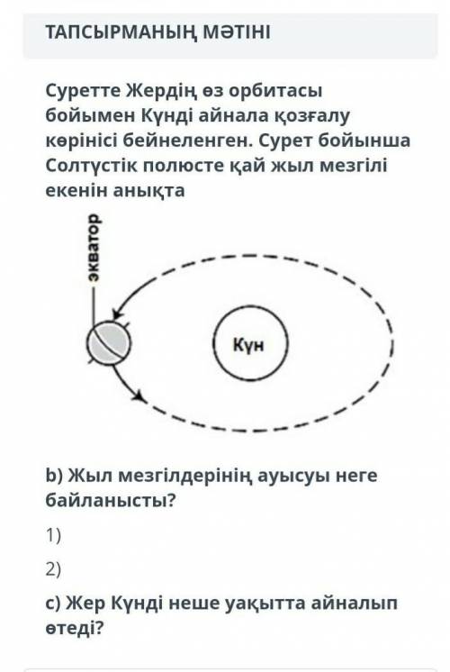 Суретте Жердің өз орбитасы бойымен Күнді айнала қозғалу корнісі бейнеленген Сурет бойынша Солтүстік