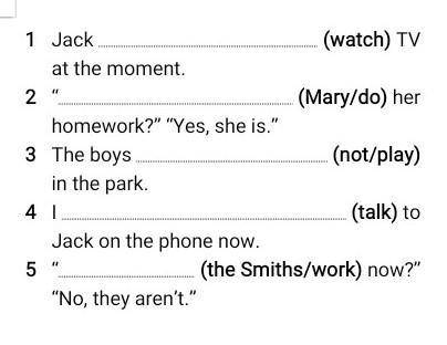 Put the verbs in brackets into the present continuous.​