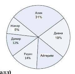 На диаграмме показаны результаты выборов лидера бкласса. Используя данные круговой диаграммы ответьт