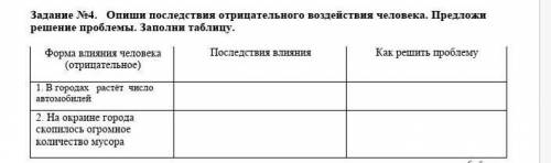 Задание №4.   Опиши последствия отрицательного воздействия человека. Предложи решение проблемы. Запо