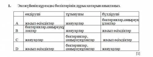 Экожуйенин курамдас боликтеринин дурыс катарын аныктаныз. ( )