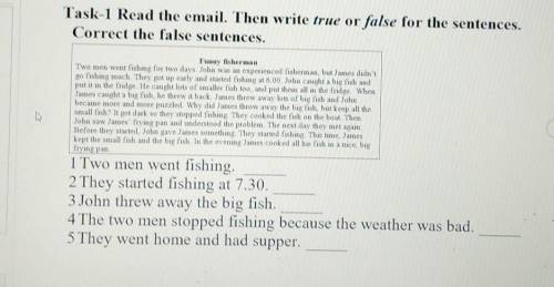 Task-1 Read the email. Then write true or false for the sentences. Correct the false sentences.Funny