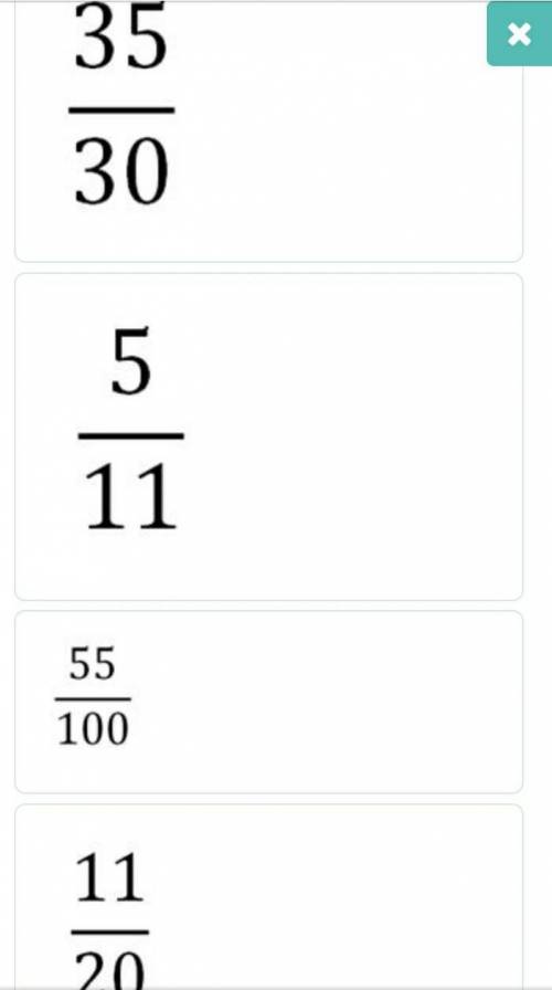 Какая из представленных дробей соответствует 55%?​