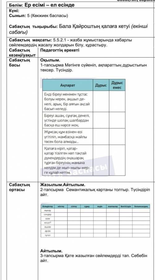 По казахскому языку ответить на вопросы по данной картинке