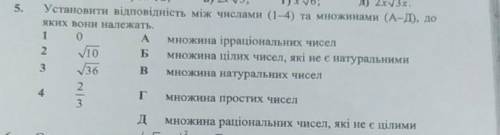 Установити відповідність між числами​