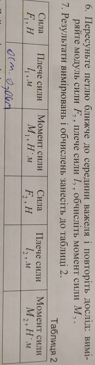 Сила F.HПлече сили1. мМомент силиM, HмСилаF, HПлече сили1, мМомент силиM, Hмосом. Дадад23​