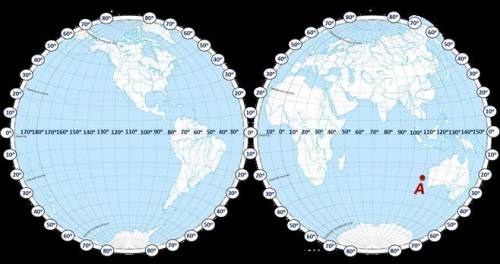 Определите географические координаты пункта A.