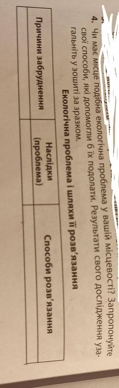 Шо писати в таблицю екологічні проблеми і шляхти​