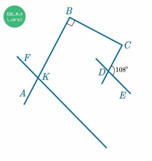 На рисунке AB ∥ CD и DE ∥ FK. Найди градусную меру угла BKF.ответ: ∠BKF =°​