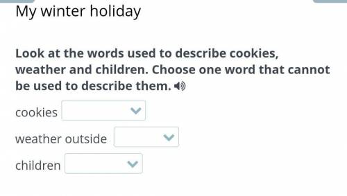 My winter holiday Look at the words used to describe cookies, weather and children. Choose one word