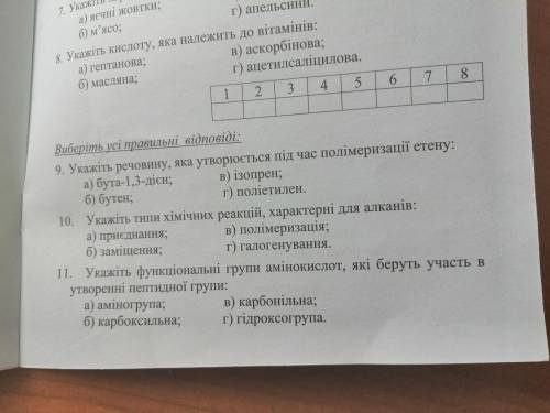 ответы с 9 по 15 позязя химия пидсумкова кр