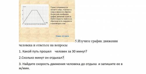 5.Изучите график движения человека и ответьте на вопросы