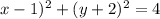 x - 1) { }^{2} + (y + 2)^{2} = 4