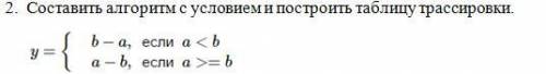 Составить алгоритм с условием и составить таблицу трасировки