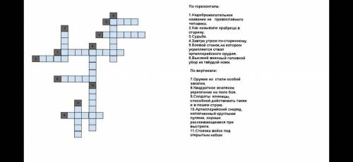 Надо разгадать кроссворд по теме Бородино