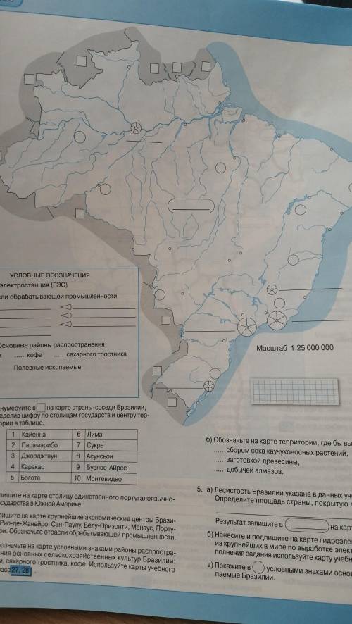 Контурная карта Бразилия 8 класс ​