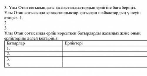 3. Ұлы Отан соғысындағы қазақстандықтардың ерлігіне баға беріңіз. Ұлы Отан соғысында қазақстандықтар