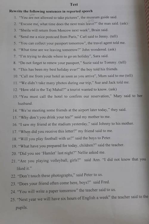 English 10 class. Grammar: Reported speech.​