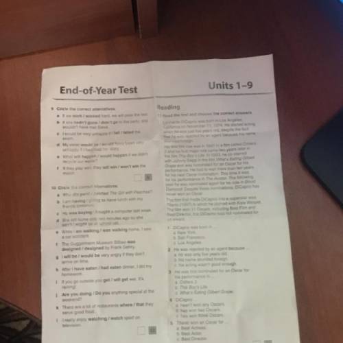 сделать ! End of year test unit 1-9