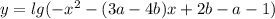 y = lg ( - x ^{2} - (3a - 4b)x + 2b - a - 1)