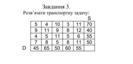 Решите транспортную задачу