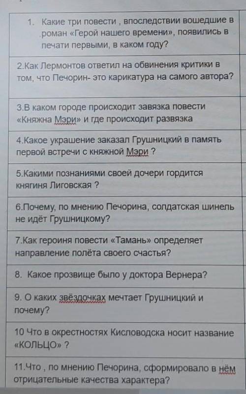 Ребята , нужно ответить на вопросы Роман М.Ю.Лермантов Герой нашего времени​