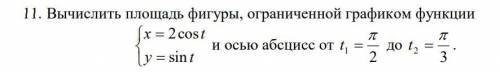 Вычислить площадь фигуры, ограниченной графиком функции