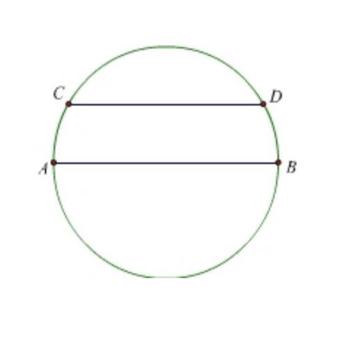 В колі провели діаметр AB і паралельну йому хорду CD, так, що відстань між ними дорівнює половині ра