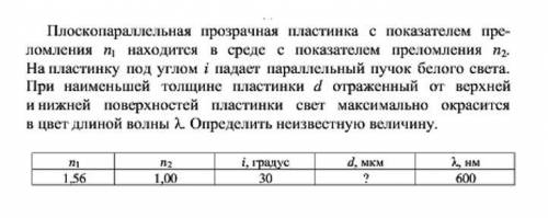 Плоскопараллельная прозрачная пластинка с показателем преломления 1.56