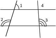 На рисунке ∠ 1 = 38˚, ∠ 2 = 142˚, ∠ 3 = 108˚. Найдите ∠ 4